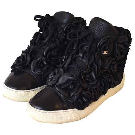 chanel sneakers with flowers|used Chanel sneaker shoes.